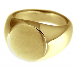 Signet ring stainless steel, permanently gold-plated with PVD, round MATT surface, inner diameter 18mm