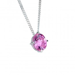Cubic zirconia pendant set in silver, oval with chain, available in different colors
