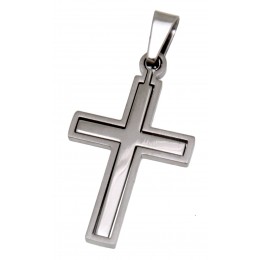 Pendant cross made of stainless steel, two parts