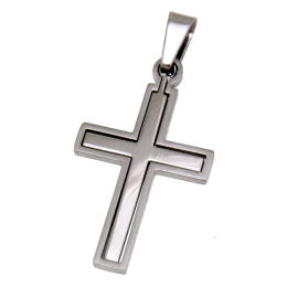 Pendant cross made of stainless steel, two parts