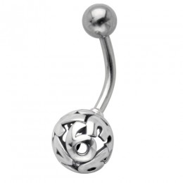 316L Belly Button Piercing Silver Design Numbers