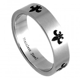 Surgical Steel Ring, fleur de lys. Available in several sizes