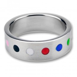 Steel ring with colored dots