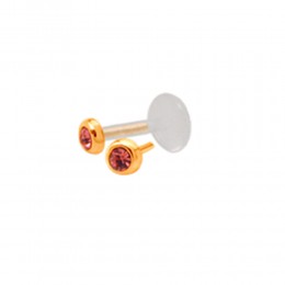 9 carat gold stud, circle approx. 3.1mm with 1.2x8mm PMFK labret, various colors