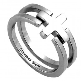 Surgical Steel Ring, cross. Available in several sizes.