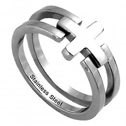 Surgical Steel Ring, cross. Available in several sizes.