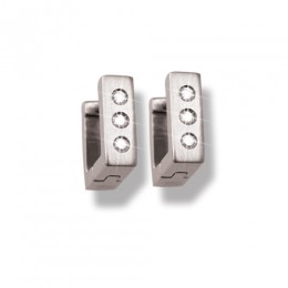 Ear studs made of steel, matted with clear zirconia