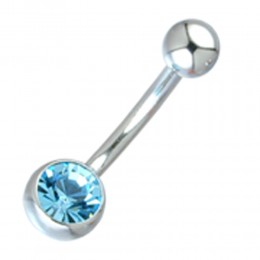 Standard surgical steel navel piercing with a 6mm ball on the bottom and a 4mm ball on the top