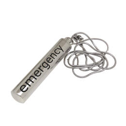 Ash pendant cylindric shape, made of stainless steel polished with engraving