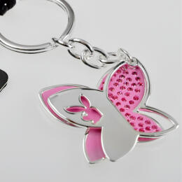 PLAYBOY keychain butterfly, pink crystals
