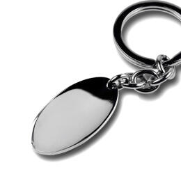 Keychain oval made of stainless steel frosted, 37x20.5mm