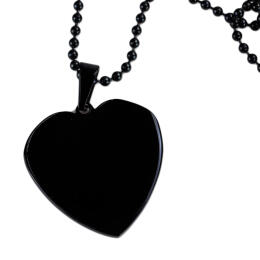 pendant 316L steel, heart shape, black PVD, size 2