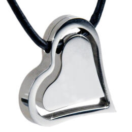 Two-piece heart pendant made of stainless steel
