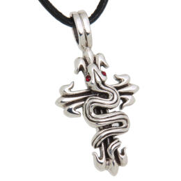 925 sterling silver pendant, cross and snake