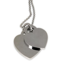 Double heart pendant made of matted stainless steel