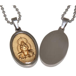 Stainless steel pendant with religious motif Jesus blessing