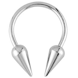 Horseshoe piercing with screw-on tips cone 1.0 to 1.6mm thickness