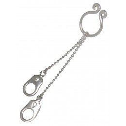 Body jewelry for the nipple without piercing with chains, motif handcuffs