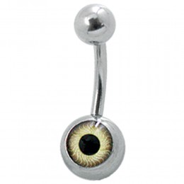 Belly button piercing with eye motif