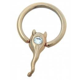 14 carat gold nipple piercing 1.6mm thickness with a little devil as clamp design