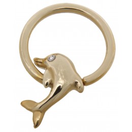 14k gold nipple piercing 1.6mm gauge with a dolphin clamp design