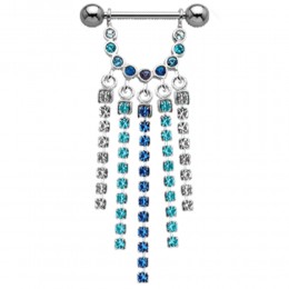 Sterling silver nipple piercing with 5 cup chains