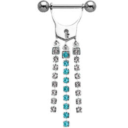 Sterling silver nipple piercing with cup chain - door lock