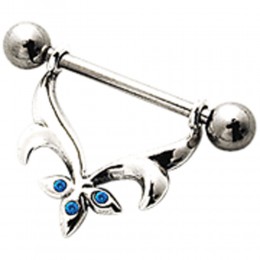 Nipple piercing made of 925 sterling silver with flower ornament