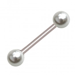 Barbell with artificial pearls on both sides