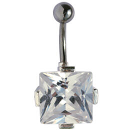 Belly button piercing square queen size zirconia 1.6x6mm / 1.6x8mm / 1.6x10mm / 1.6x12mm / 1.6x14mm