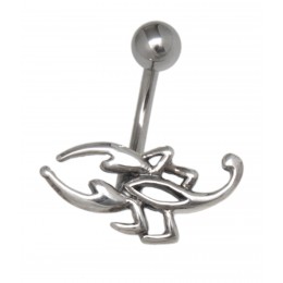 Navel piercing 1.6x10mm surgical steel, stylized scorpion made of 925 silver