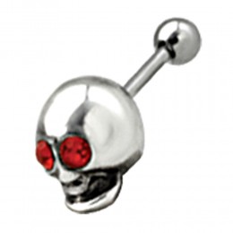 Ear piercing made of steel with a skull design - what red eyes you have