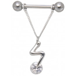 Perfect elegance - nipple piercing with rotating crystal 06