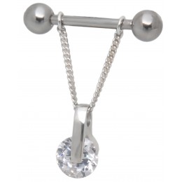 Perfect elegance - nipple piercing with rotating crystal 09