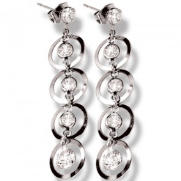 Steel earrings with zirconia