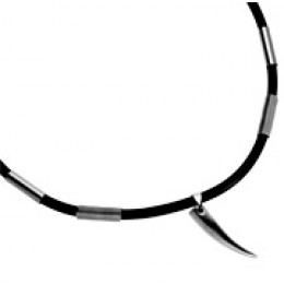 Steel and rubber necklace with pendant