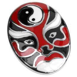 Stainless Steel Chinese Mask Pendant with Yin Yang enamelled