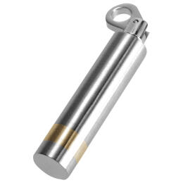 Pendant steel in the shape of a cylinder with gold stripes