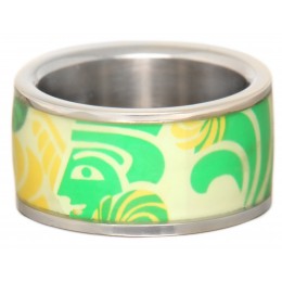 Steel ring with colored insert