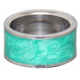 Steel ring with colored marbled insert 26