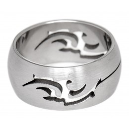 Stainless steel ring 8.7mm with a milled tribal motif