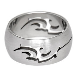 Stainless steel ring 8.7mm with a milled tribal motif
