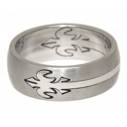 Stainless steel ring with milled motif 21