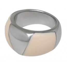 Steel ring with white acrylic 055