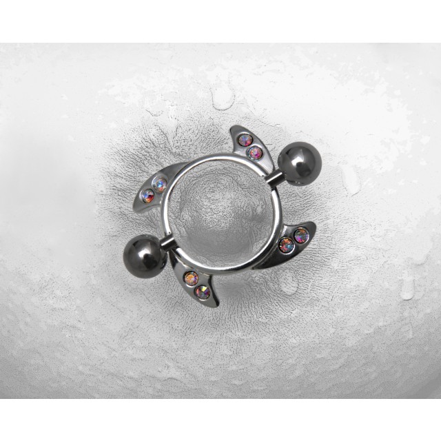 Brustwarzen Piercing mit Kristalle 925 Sterling Silber [NA92]