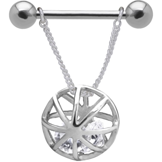 Brustwarzenpiercing mit beweglichem Kristall [NP3D05]