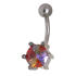 Belly button piercing with multi-color crystal