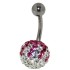 Belly button body jewelry piercing with crystals in1.6x6mm / 1.6x8mm / 1.6x10mm / 1.6x12mm / 1.6x14mm length, 80-13