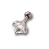Helix ear piercing 1.2x6mm with 925 sterling silver design with a square crystal
