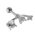 Helix ear piercing 1.2x6mm with 925 Sterling Silver design with three clear crystals
